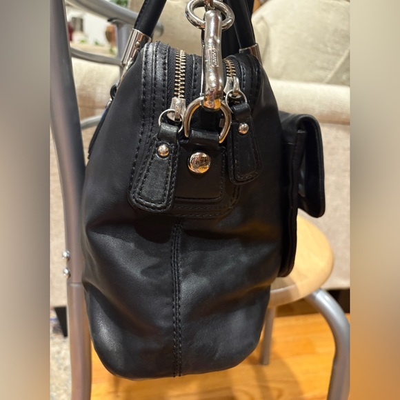 Coach Kristin Double Zip Black Leather Satchel with Detachable Shoulder Strap - Picture 4 of 17